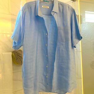 Tommy Bahama Blue Linen Men’s Short Sleeve Button Down XXL